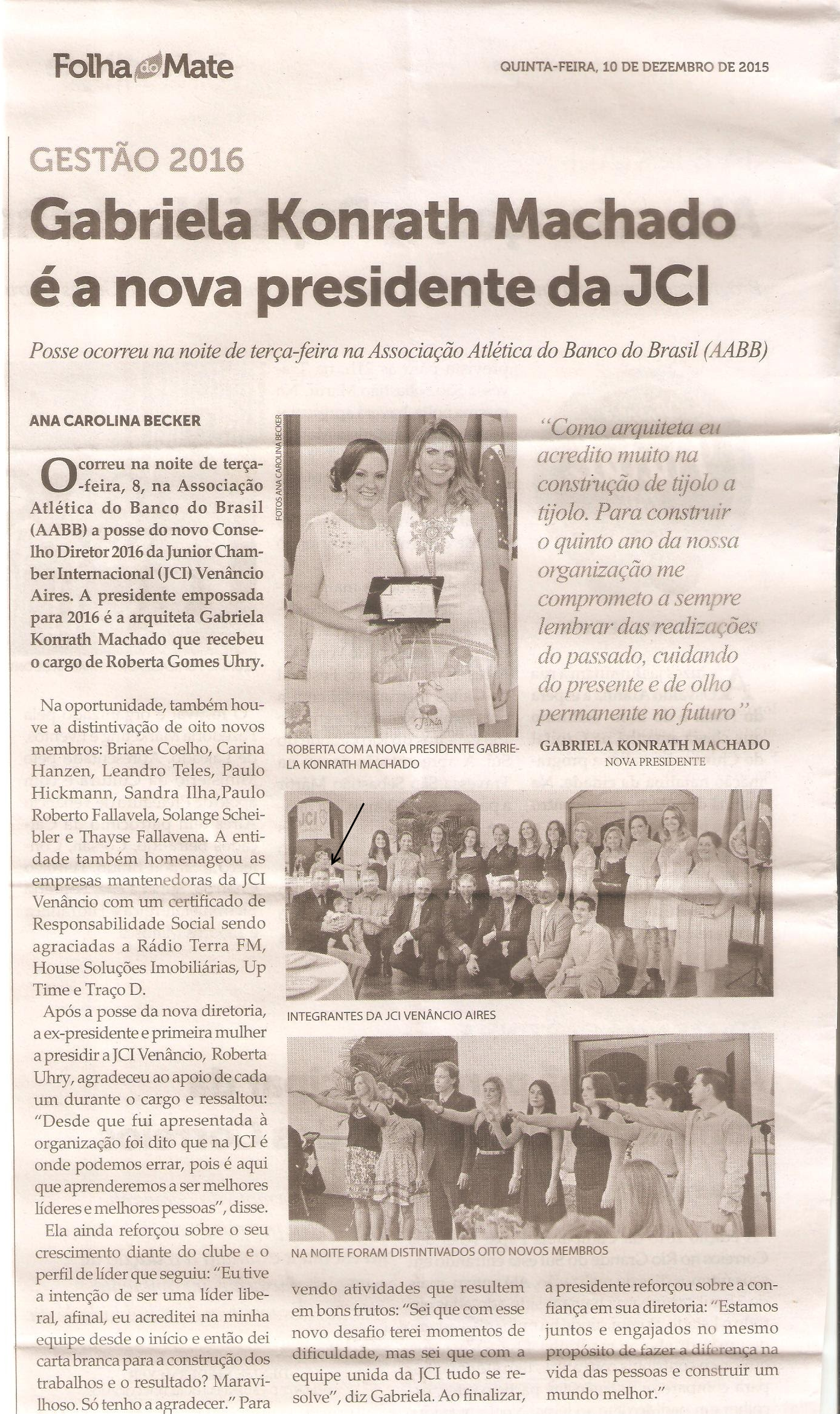Posse da Presidente Gabriela Konrath machado 2015